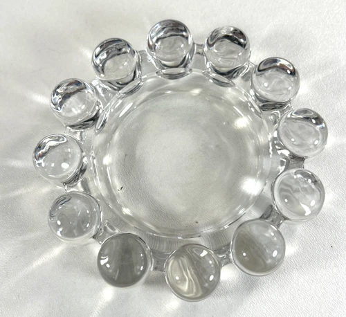 Vintage 5" MCM Glass Ashtray Clear Anchor Hocking Boopie Bubble Trinket Dish