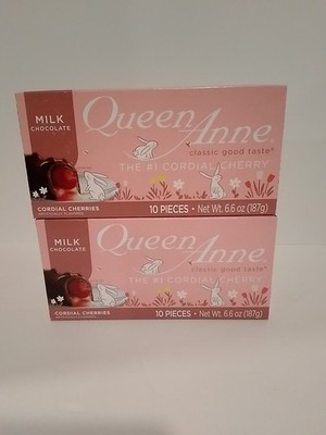 2 Boxes Queen Anne Milk Chocolate Covered Cordial Cherries Candy-20 Pieces