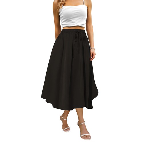 Maxi Skirts for Women with Pockets Long Midi Length Casual Skirt for Beach Pa...