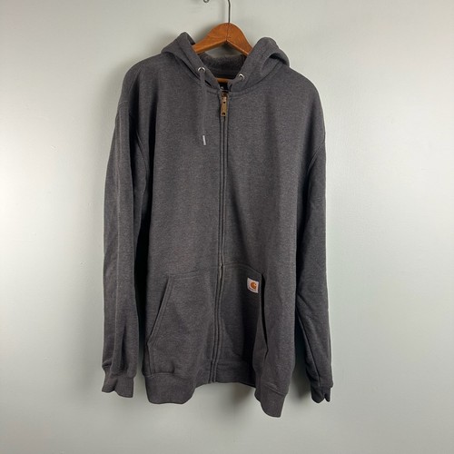 Felpa Carhartt K122 regular fit full zip con cappuccio uomo XL felpa peso medio grigio lavoro - Foto 1 di 11