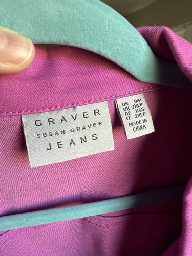 GRAVER Susan Graver Petite Stretch Denim Long Belted Jacket, Forever Orchid, 1XP - Picture 3 of 9