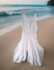 Boutique White Fully Lined Lace Trim Hanky Hem Midi Maxi Dress 👗 1X 16 18 ?