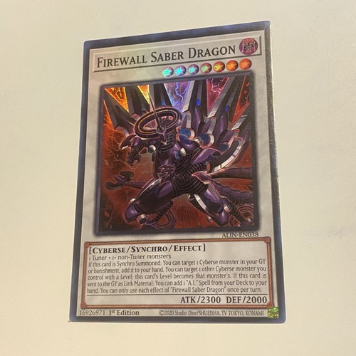 Firewall Saber Dragon ALIN-EN038 Alliance Insight 1st Edition Yu-gi-oh TCG  - Picture 1 of 1