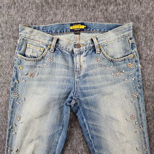 Ralph Lauren Rugby Jeans Damen 12 / 28 Bootcut Blumen Nieten Strass Y2K - Bild 2 von 24