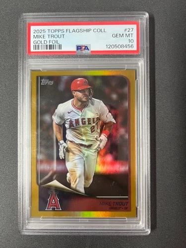 2025 Topps Flagship Mike Trout #27 Gold Foil /50 PSA 10! POP 1!