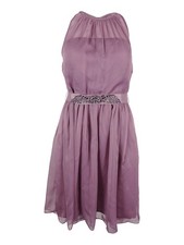 Adrianna Papell Women's Belted Chiffon Halter Dress (10, Dusty Rose)