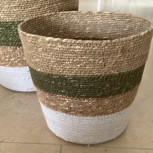 2 -3 Stück Seegras blumentopf Pflanzkorb Kräuterkorb Boho Übertopf Naturmaterial - Bild 3 von 7