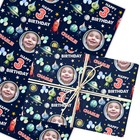 Personalised Wrapping Paper Kids Birthday Aliens Space Photo Custom Gift-Wrap