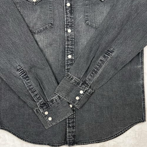 LEVI’S Barstow Western Denim Shirt Pearl Snap Men's Medium Gray Red Tab NEW - 第 11/24 張圖片