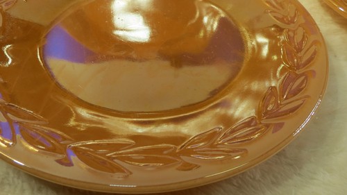 Luster Ware Laurel Leaf Peach Fire King 11” Serving Platter 4 9" Plates 1 Price - Picture 2 of 8