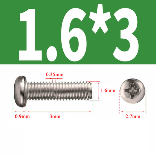 Phillips Pan Head Machine Screws Nickel Plated Round Head Bolts M1/1.2/1.4...-M6 - Picture 28 of 101