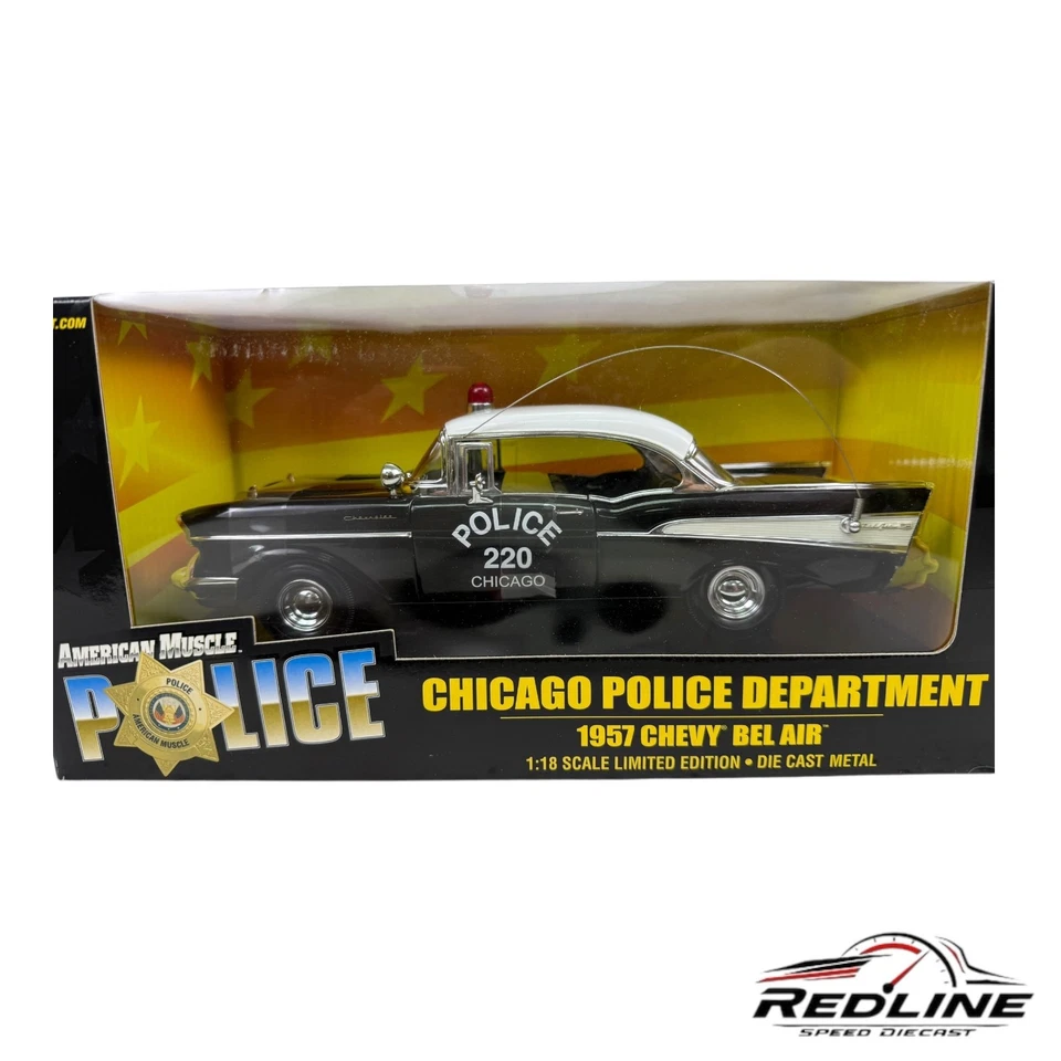 🔥🔥Ertl American Muscle 1957 Chevrolet Belair Black Chicago Police 1:18 C3🔥🔥 - Image 2 of 4