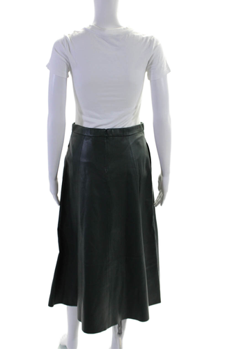 Vince Womens Leather Slip-on Maxi Skirt Green Size 00 - Picture 3 of 7
