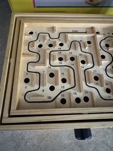 VIintage 1992 Pavilion All Wood Maze Toy Labyrinth Board Game With 2 BALLS EUC - Picture 5 of 13