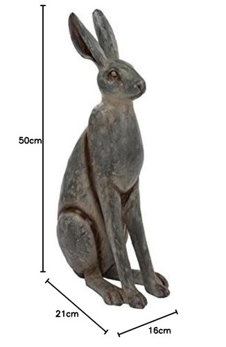 Grey Hare Garden Ornament 50cm Tall | Outdoor Decor, Yard Art - Picture 2 of 13