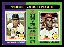1975 Topps #206 1968 MVPs (Denny McLain / Bob Gibson)