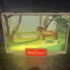 Vintage 1950’s BUDWEISER Beer CLYDESDALE Anheuser Busch Bar Light Sign Excellent