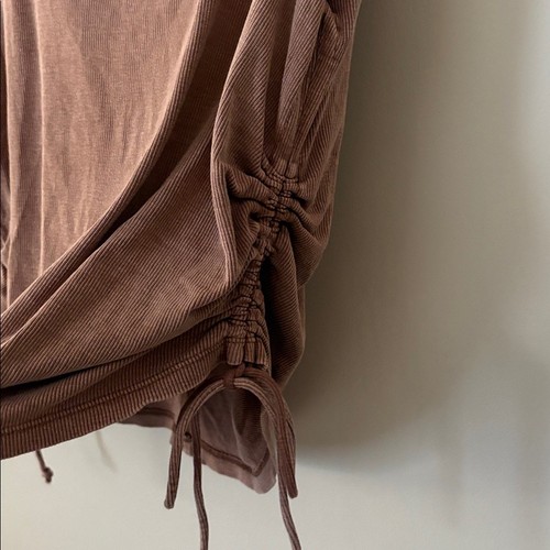 Pilcro Anthropologie Square Neck Ruched Drawstring Tank Top Ribbed - Picture 5 of 6