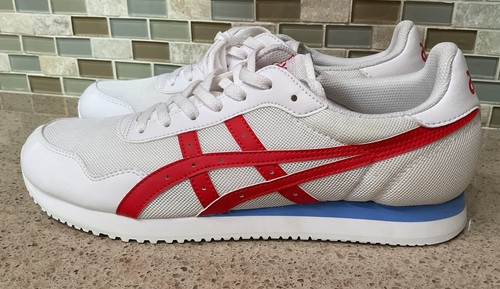 Asics Tiger Runner Mens Size 11 White Red Sneakers Athletic Low Top Casual Shoes - Picture 1 of 10