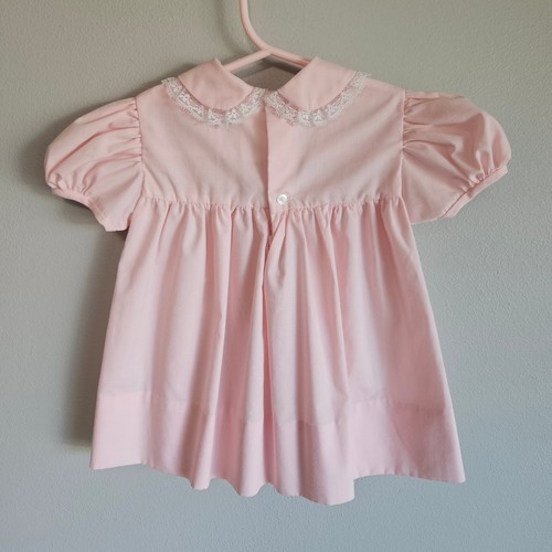Vtg Disney Winnie the Pooh Baby Dress Girls Size 12M Pink Embroidered Sears Lace - Picture 6 of 14
