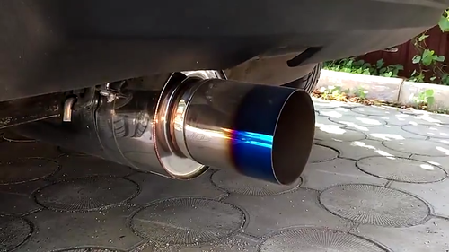 HKS HI-POWER EXHAUST MUFFLER Single Universal Inlet 2.5'' Outlet 4'' Titanium - Video 1 of 1