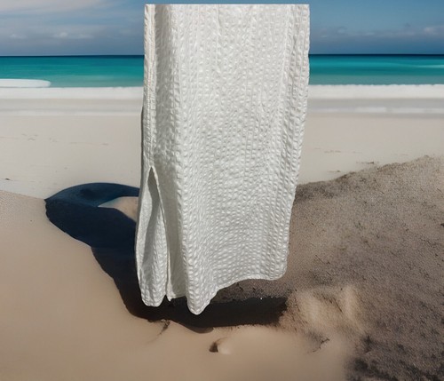 Roxy Slubbed Cotton Gauzy White Midi Dress Size L Cut-Out Beachy Travel Vacay - Picture 3 of 14