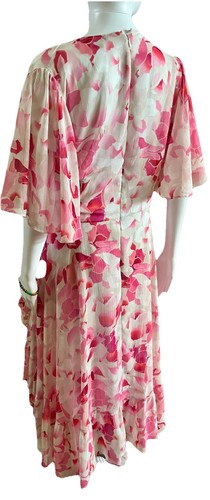 Calvin Klein Plus Size 20W Pink Print Flutter Sleeve MIDI Dress Bust 50” - Picture 4 of 8