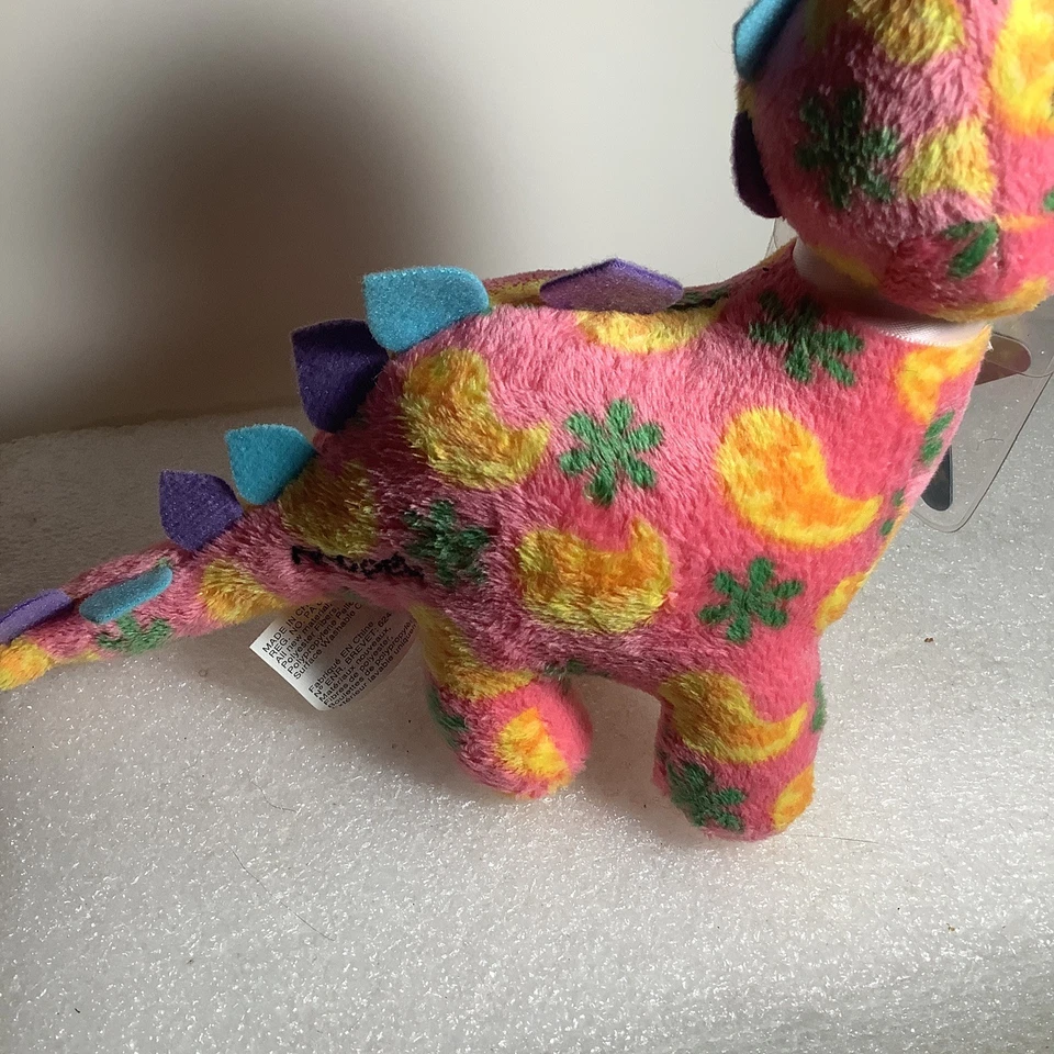 Neopets Disco Chomby Plush Dinosaur Keyquest Pink Green Yellow Jaks Pacific 2008 - Image 3 of 4