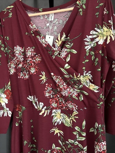 Women’s Maxi Dress Wine Floral Aphratti Size XL - Picture 3 of 4