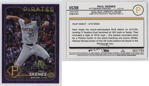 2024 Topps Update Debut Purple Holo Foilboard /799 Paul Skenes #US288 Rookie RC