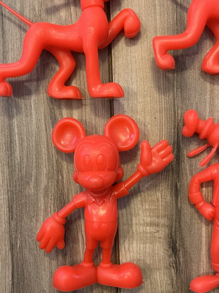 Lote De 6 Figuras De Juguete Rojo Plástico Mickey De Colección Años 70 Louis Marx Walt Disney Foto 3 de 4