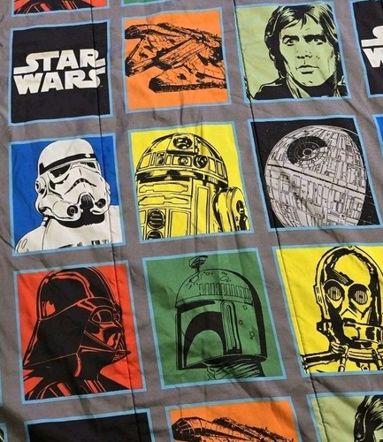 Vintage 80's Star Wars Twin Comforter Colorblock Characters Reversable 7'x 5.3' - Picture 9 of 14