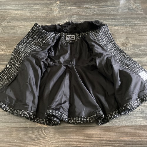 Rothschild Girl Princess Coat W/faux Fur Collar Black/silver Sparkle Size 4/5 XS - Picture 7 of 8
