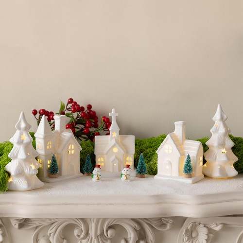 Christmas Decorations Indoor - 11 Pcs Ceramic Christmas Village Set - 3 Light... - Bild 5 von 9