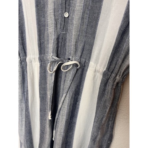 Cloth & Stone Striped Wide Leg Cropped Jumpsuit Women's Sz Medium Gray Linen - Picture 6 of 9