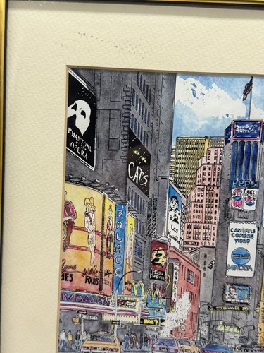 Steve McGee Art Times Square New York City 1990’s (?) Watercolor Print VTG READ - Picture 3 of 9