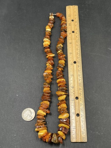 Vintage Multi Color Natural Amber Nugget Graduated Necklace 65 Grams 24” Long - Picture 6 of 10
