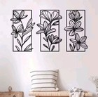 3D Wall Metal Art Flowers Set of 3 Pieces, Decorative Wall Art Modern Abstract