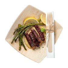 Natural Bamboo Fork / Knife Set - with White Napkin - 100 Count