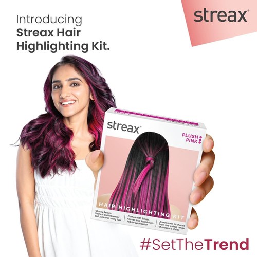 Streax Hair Colour Highlight Kit, Plush Pink with Walnut & Argan Oil for Women - Picture 5 of 9