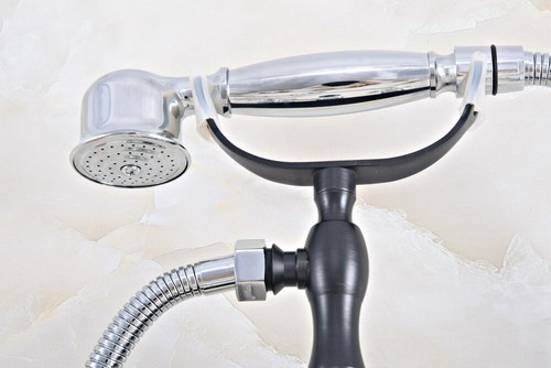 Black Silver Brass Bathtub Filler Faucet Hand Spray Shower Mixer Tap Set 2na615 - Picture 10 of 10