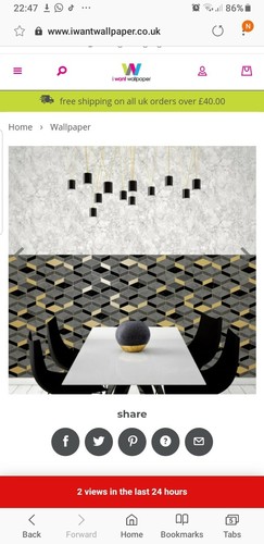 Muriva Black Slate Gold Marble Geometric Vinyl Wallpaper L63809 - Picture 2 of 2