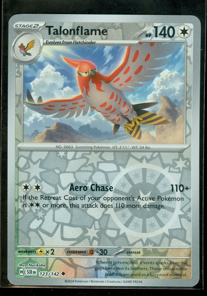 Pokemon TALONFLAME 123/142 - Stellar Crown - Rev Holo - - MINT
