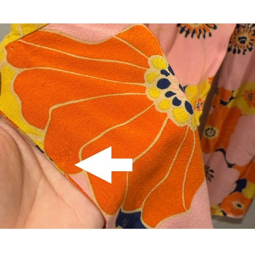 ZARA Retro Hose orange rosa Blumen ausgestelltes Bein hoher Bund Größe S - Bild 9 von 11