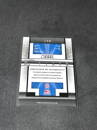 Andrew Liebel 2008 Donruss Elite Auto Autograph 215/219 - Imagen 2 de 2