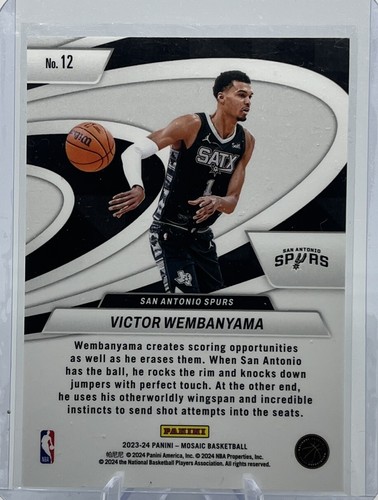 Victor Wembanyama - 2023-24 Panini Mosaic Give And Insert #12 (RC) Spurs - Picture 2 of 2