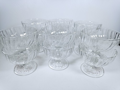 12 X Luminarc France Sorbet Ice Dessert Footed Dish Bowl Swirl Design Glass. - Picture 12 of 24