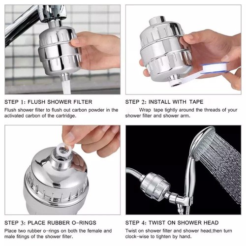 20-Stage Showerhead Filter High Output Shower Head Water Filter W/2&3 Cartridges - Picture 16 of 21