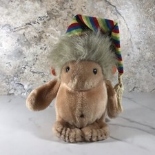 VINTAGE GUND NOAH THE GNOME TROLL ELF RAINBOW STRIPED HAT STUFFED ANIMAL PLUSH