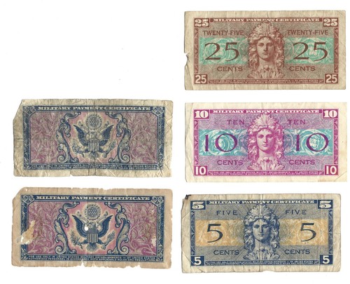 Lot of 5 Military Payment Certificates cents - Imagen 2 de 2